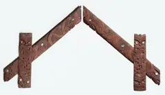 Architectural Elements, Two carved Totara Amo and Maihi boards, c.1920-1940, forming the right and left side entrance frame of a Māori house