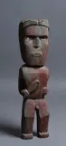 Carver Unknown, Tekoteko - Standing figure holding Patu or Mere, carved wood, c.1880-1920