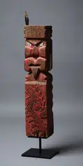 Hori Parone, Tekoteko Figure, enamel on carved timber, paua, tin, composite, wire (circa. 1960)