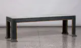 Usa Formations, Gabrielle coffee table, with iron base and antiqued mirrored top