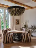 Usa Gregorius|Pineo, A set of four Paloma dining armchairs (lowback) with two matching stools, all on castors and with two sets of loose fabric covers by C&C Milano fabrics, the chairs upholstered in silk and linen dedar fabric