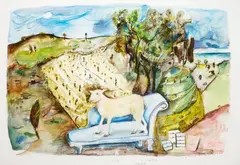 Sarah Guppy, Gaddums Hill, Gisborne, gouache on paper