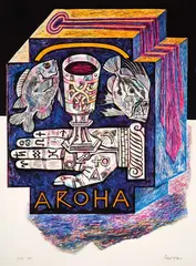 Robert Ellis, Aroha, lithograph, 9/50