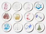 Fiona Pardington, The Popular Recreator, set of 12 ceramic plates with high- fired decoration