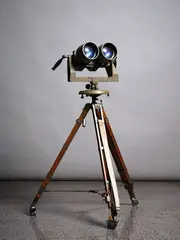 Sovietski, Russian Border Guard binoculars, together with original mount and wooden tripod
