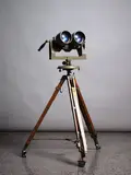 Sovietski, Russian Border Guard binoculars, together with original mount and wooden tripod