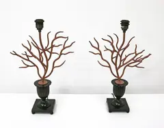 Cox London, A pair of Coral lamps, wrought iron and bronze