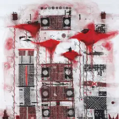 John Pule, Uku/Anoint, oil and ink on canvas
