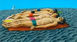 Michael Smither, Boys on the Beach, oil on board