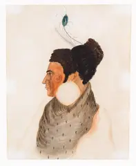 Isaac Coates, Te Rangihaeta, watercolour and ink on paper, circa 1843