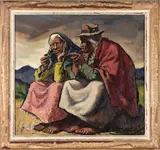 Russell Clark, Old Keta and Friend, oil on board in artist’s original frame