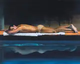 Michael Zavros, The Sunbather II, oil on aluminium (2015)