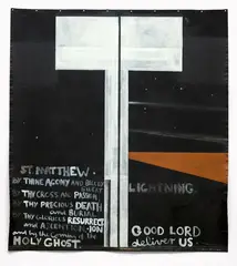 Colin McCahon, St Matthew: Lightning, synthetic polymer paint on unstretched canvas