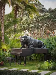 Michael Parekōwhai, A peak in Darien, cast bronze and stainless steel, two parts, edition of 3 (2011)