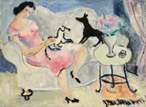Christopher Wood, Woman with Dogs, oil on canvas