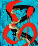 Max Gimblett, River of Flames, gesso, acrylic and vinyl polymers, epoxy, aqua size, lemon gold leaf and acrylic overcoat on canvas