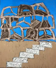Basil Beattie, Beyond the Blue Yonder, oil and wax on flax