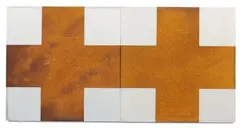 Stephen Bambury, Cartesian Circle (XI), rust and resin on aluminium, two panels