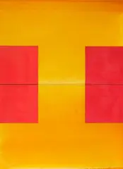 Stephen Bambury, Necessary Correction (XV), resin and acrylic on two aluminium panels