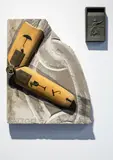 The Emissary by Bill Hammond and Denis O’Connor, slate, stone and mixed media, sold Nov 2021