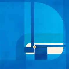 Guy Ngan, Blue Structure No. I, oil on board