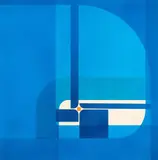 Guy Ngan, Blue Structure No. I, oil on board