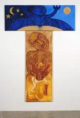 Rangi and Papa by Robyn Kahukiwa, oil on canvas, two panels, offered Aug 2021