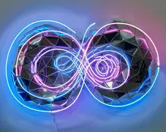 Gregor Kregar, A Sound of Thunder, aluminium and neon lights (2017)