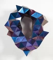Gregor Kregar, Cloud 2, recycled aluminium sheets, chameleon paint