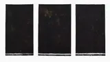 Colin McCahon, Comet (F1, F2, F3), synthetic polymer paint on jute canvas, triptych