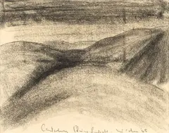 Colin McCahon, Canterbury Plains Landscape, charcoal on paper