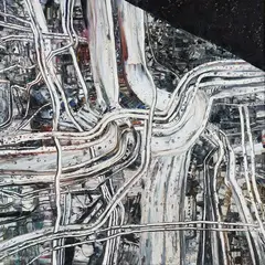 Robert Ellis, Motorway Journey, oil on board
