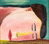 Dick Frizzell, Sideways Kisses (Portrait of the Artist’s Wife, Jude), oil on board