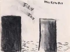 Fly, fly by Colin McCahon, charcoal on paper, sold Mar 2021