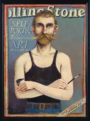 Dick Frizzell, Self Portrait as a Serious Artiste, enamel on board