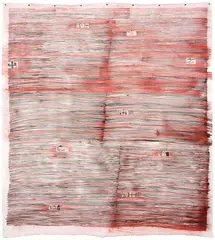 John Pule, Fakaue kehe tau monunia haau, acrylic on unstretched canvas