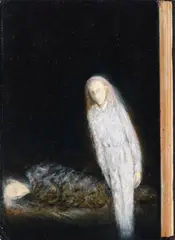 Kathryn Madill, The Prisoner, oil on found book cover