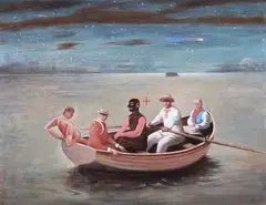 Richard McWhannell, Fin de Siecle, Pierrot Series, oil on linen canvas laid onto board