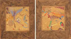 Philip Trusttum, Mounted Trike, oil on hessian mounted to board, diptych