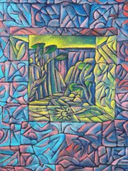 Untitled by Dean Buchanan, oil on hessian, sold Feb 2021