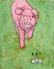 Untitled by David Cauchi, watercolour and oil on canvas, sold Feb 2021
