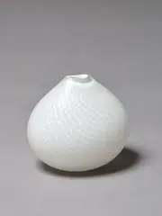 Lyndsay Patterson, Vase, White blown glass with cut diamond shaped decoration