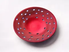 Charger by Garry Nash, red frosted blown glass, sold Feb 2021