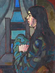 Garth Tapper, Upstairs, oil on hardboard