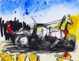 Piera McArthur, Untitled - At the Races, mixed media on paper