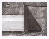 Grahame Sydney, Cluden Woolshed, etching, 23/25