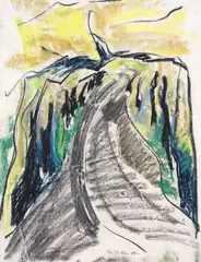 Piera McArthur, Shades of Italy, crayon on paper