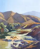 Colin Vernon Wheeler, Early Morning Muster, Nokomai Station, watercolour on paper