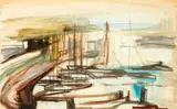 Natalie Findlay, Untitled - Boats in the marina, watercolour