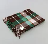 Onehunga Mills, Smaller travel rug, in a green, brown, beige and orange tartan design
